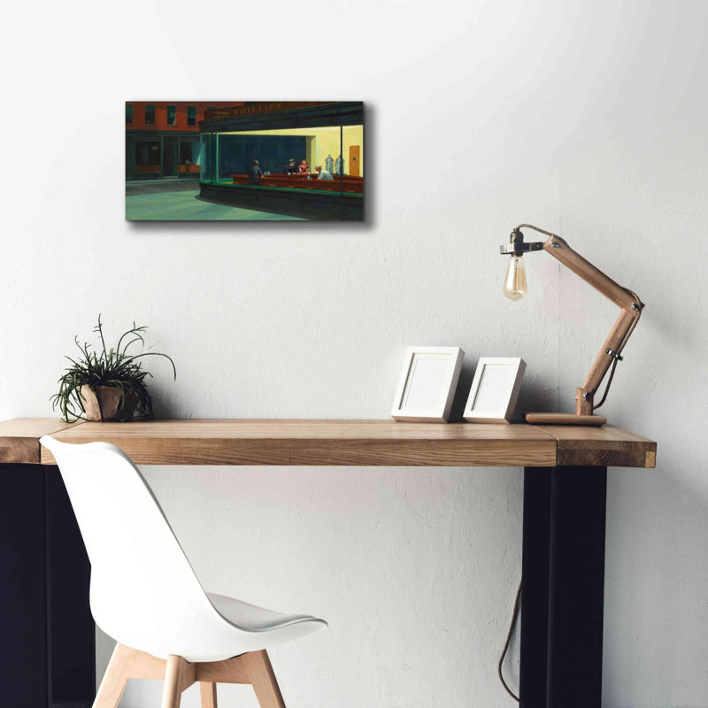 «Nighthawks, 1942» par Edward Hopper, estampe numérique sur toile, H 12 po x l 24 po x P 0,75 po