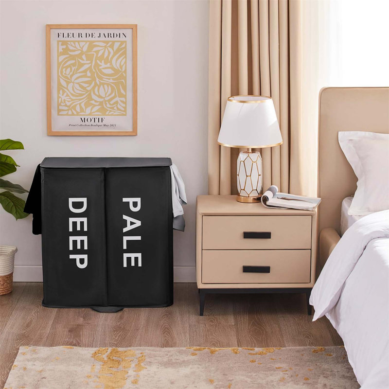 Bhargava Fabric Laundry Hamper with Handles, 65 x 60 x 35, Black