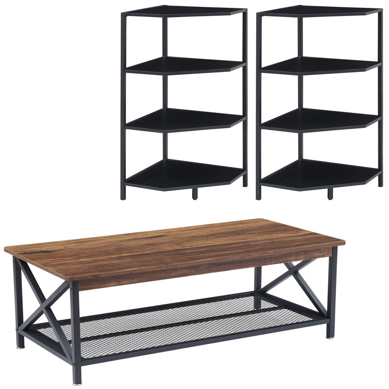 Ensemble de tables basses 3 pièces Kempst, Noir