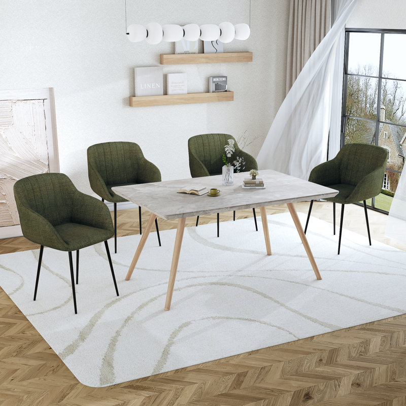 Ohio Upholstered Dining Chair, 4, Linen Grassy Green