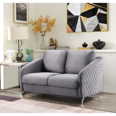 Causeuse moderne chic en velours gris Sofia
