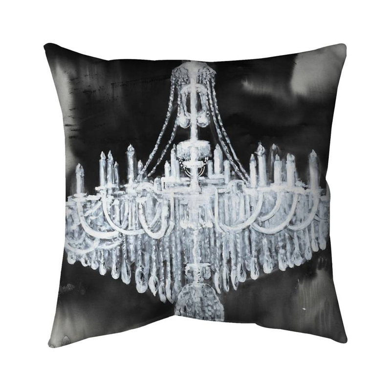 Glam chandelier - 16"x16" Throw pillow cover - Poly twill - Print on demand, 16"H x 16"W