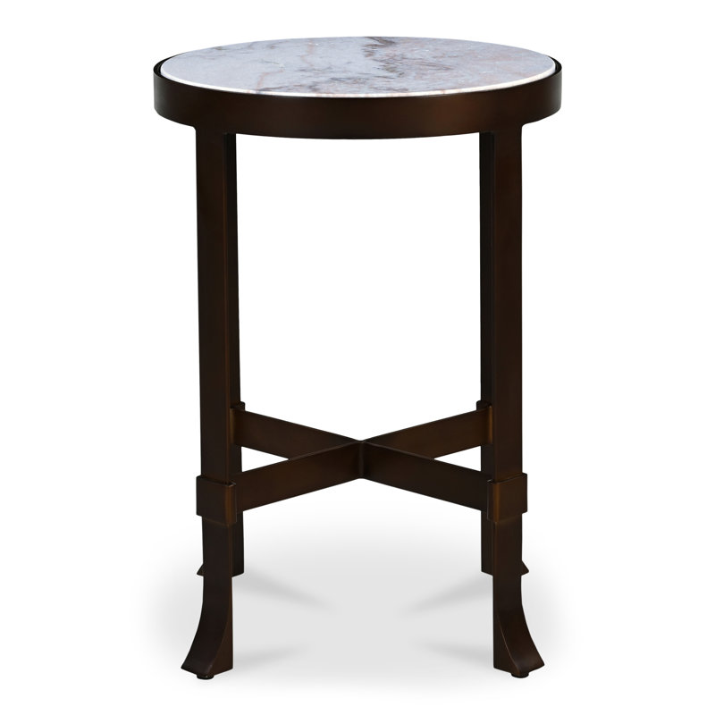 Holli Side Table White Marble, White/Dark Bronze
