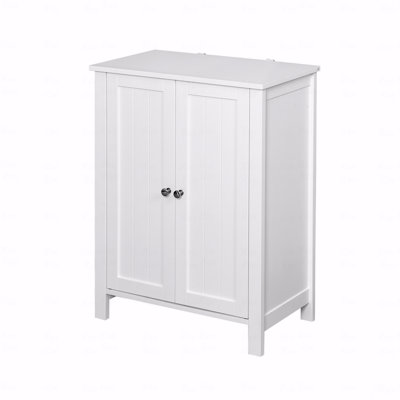 Bathroom Floor Storage Cabinet With Double Door Adjustable Shelves