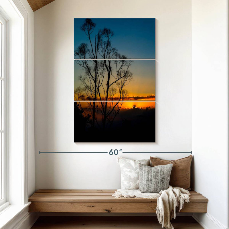 Silhouette d'arbre Alvord au lever du soleil, H 50 po x l 32 po
