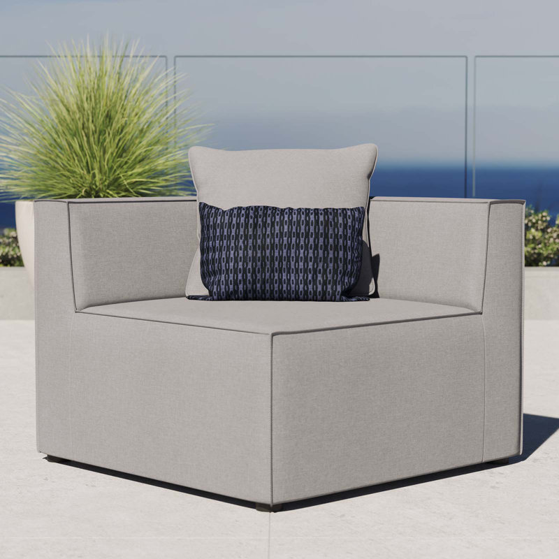 Fauteuil d'angle rembourré de patio Saybrook, gris