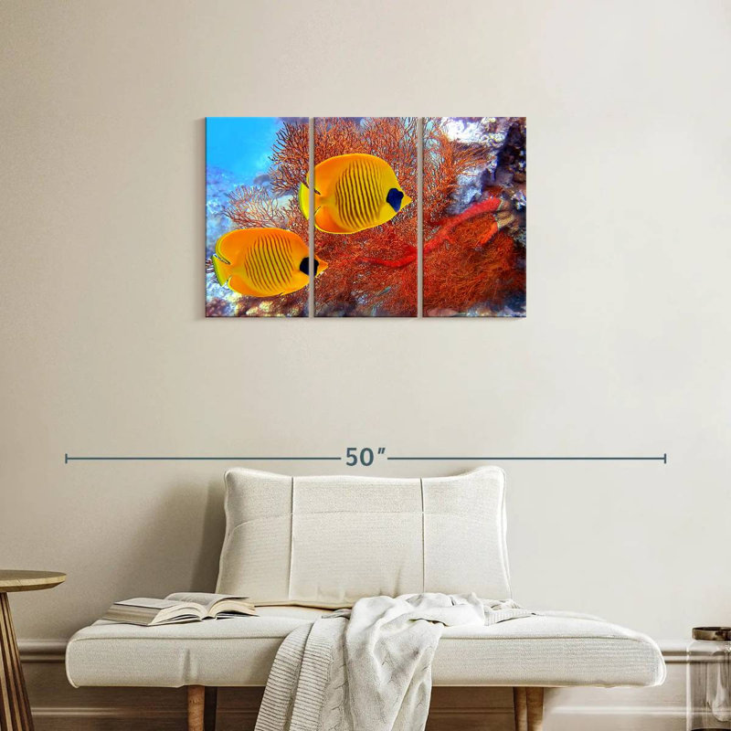 Yellow Butterflyfish Coral Reef, 20" H x 33" W