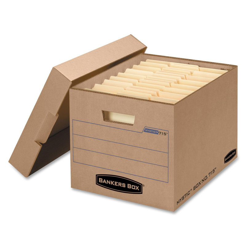 Filing Storage Box with Locking Lid, Letter/Legal, Kraft, 25/Carton