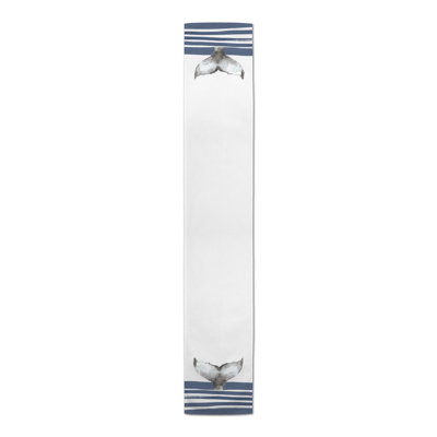 Whale Tail Stripes Navy Table Runner