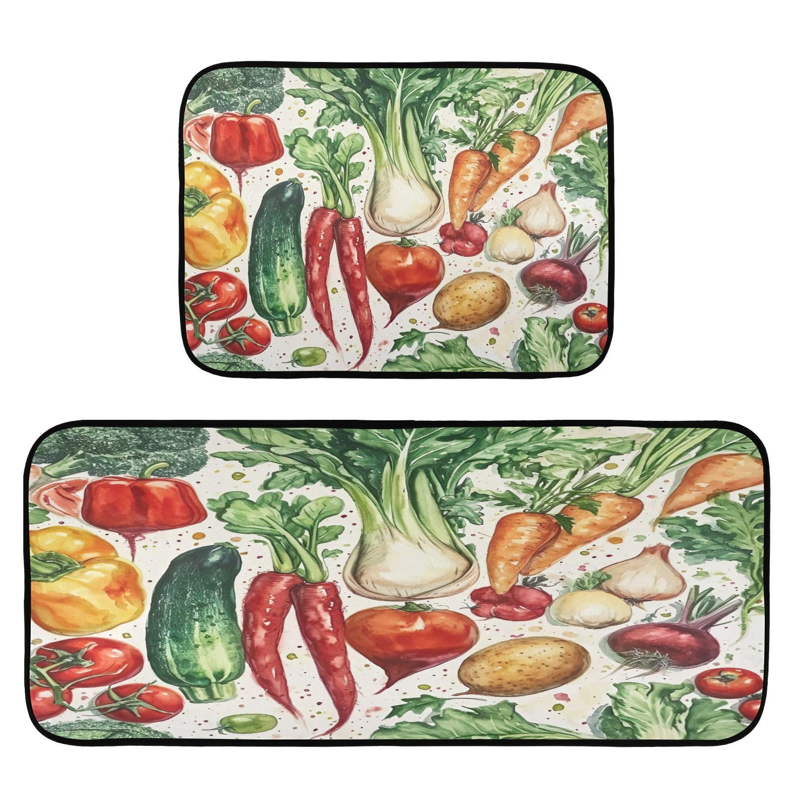 East Urban Home Watercolor Vegetables Kitchen Rug Set Of 2 | Wayfair