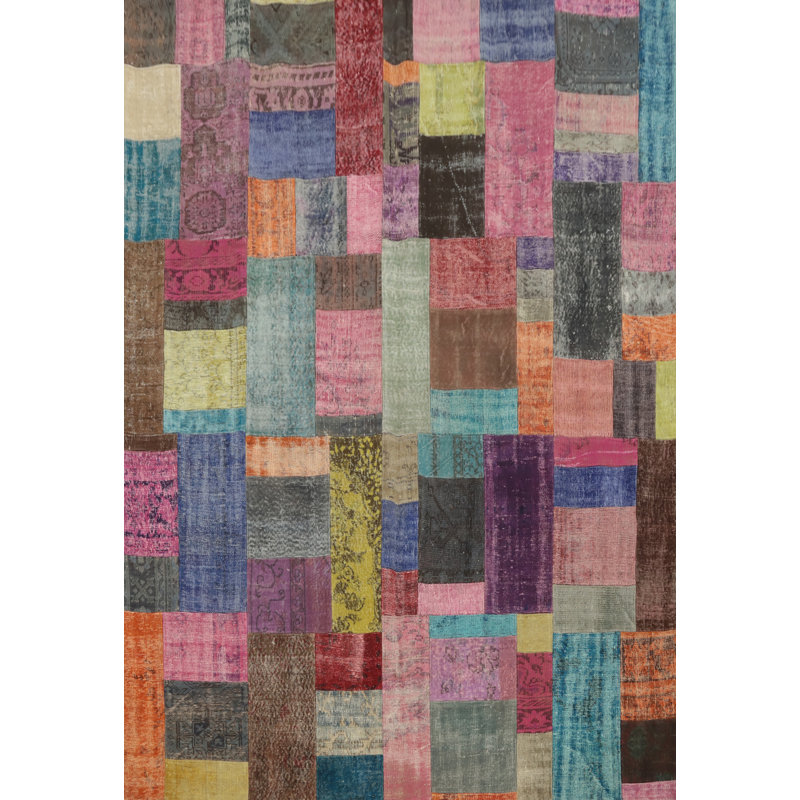 Multicolor Patchwork Distressed Area Rug 8x10