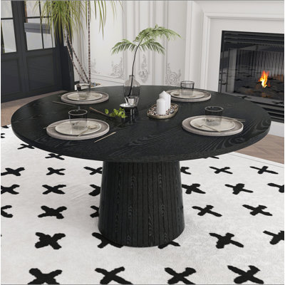 Table de salle à manger ronde en MDF de 119 cm (47 pouces) pour 4 personnes, table de cuisine moderne de style campagnard avec piètement en bois, table ronde pour la cuisine et le salon