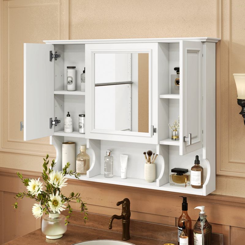 35'' X 28'' Wall Mounted Bathroom Medicine Cabinet, Modern Bathroom Wall Cabinet With Mirror,  Mirror Cabinet With Open Shelves