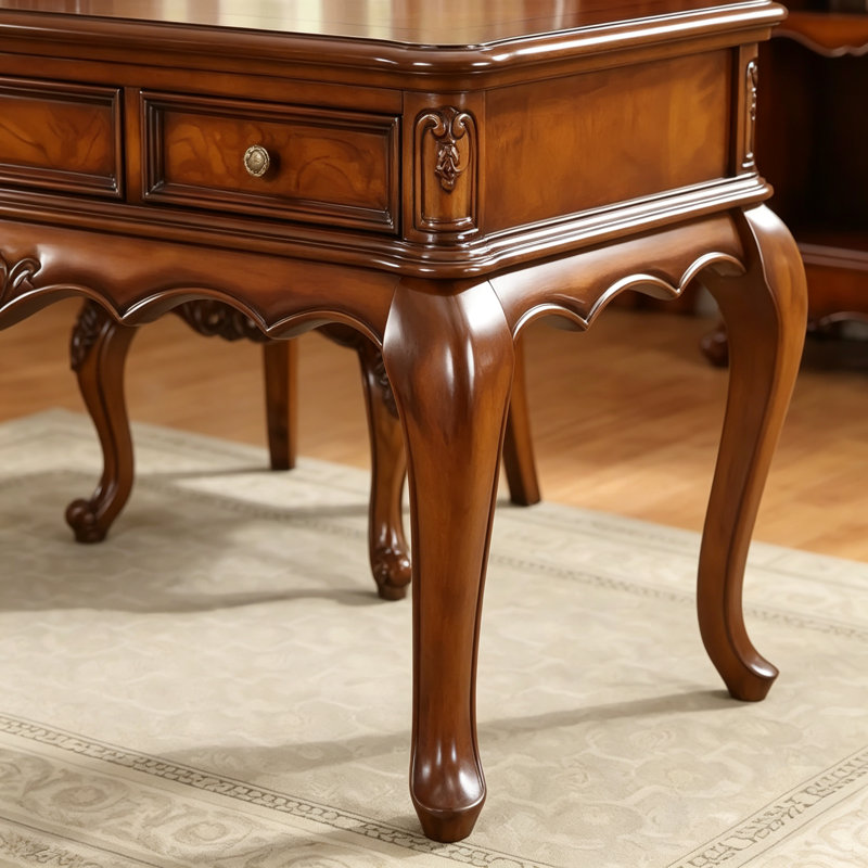 Luxury Hand-Carved Laminate & Solid Desk, 30.7" H x 47.2" W x 23.6" D