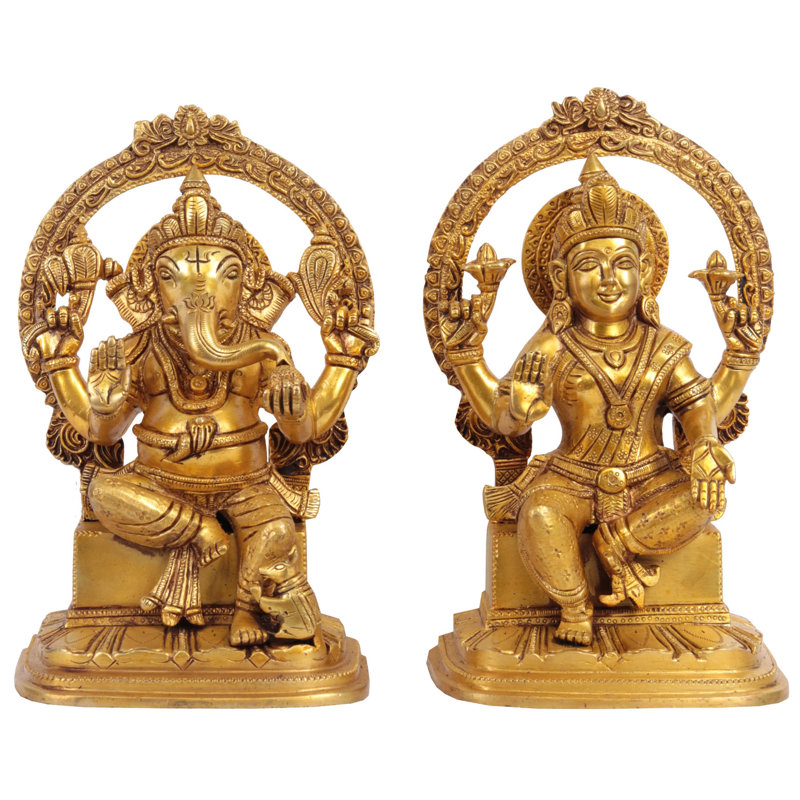 Ensemble de 2 statues Sabourin Lakshmi Ganesha