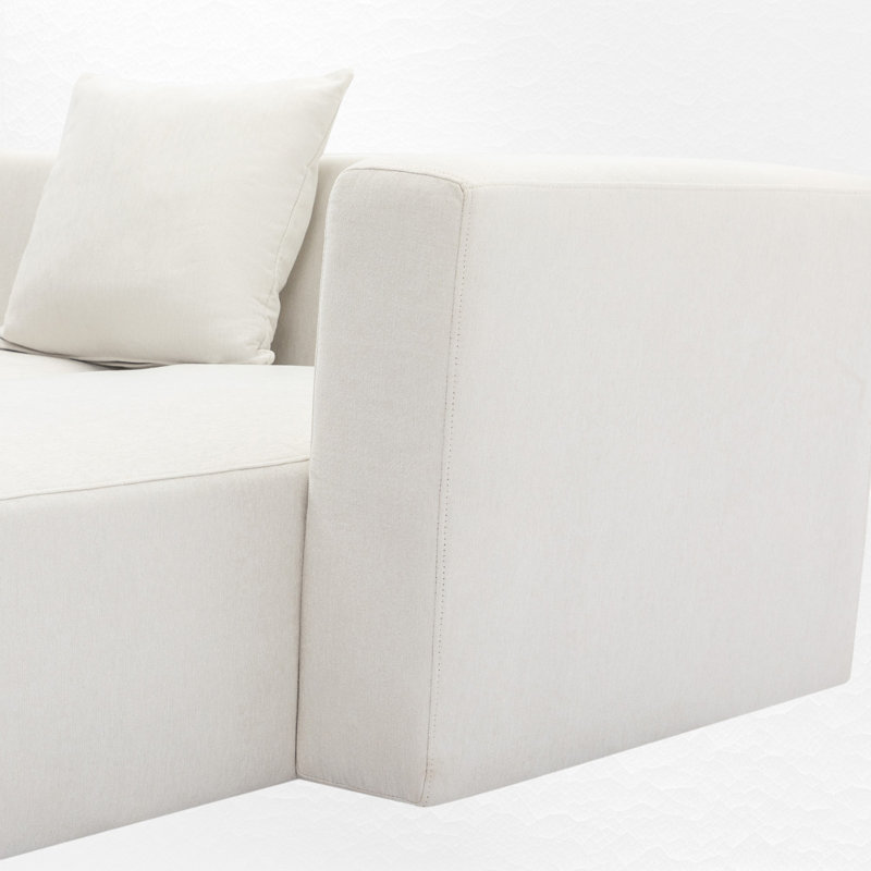 Canapé modulaire en chenille de 110,2 po Burrigan, Chenille beige