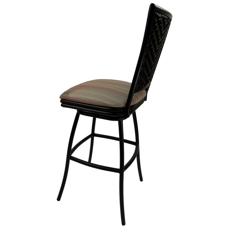Tabouret 30 "avec coussin, Rayures multicolores, Noir, 26"