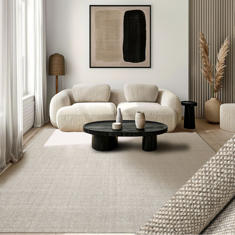 Tapis multicolore texturé touffeté à la main ivoire, Rectangle 10 pi x 13 pi