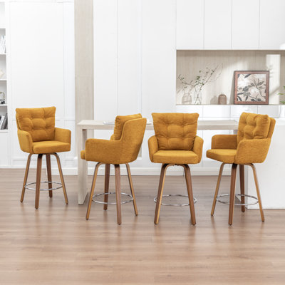 4-Piece Bar Stool Set With Bentwood Legs And Plush Cushions