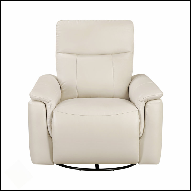 Luxury Comfort Premium Leather Recliner With Gentle Gliding And Swivel Motion For Ultimate Relaxation, Taupe
