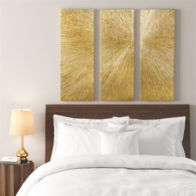 Epoch Hand Painted Triptych 3-piece Dimensional Resin Wall Art Set In Gold