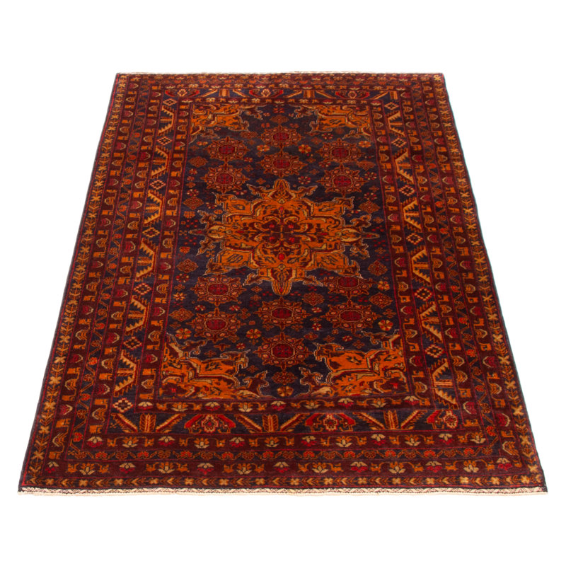 Tapis bleu marine Teimani 3 pi 11 po x 6 pi 6 po