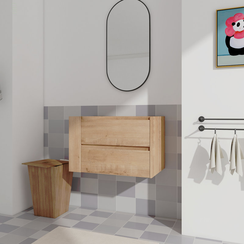 30" Wall Mounting Bathroom Vanity, Soft Close Drawer(Only Vanity, Without Basin)