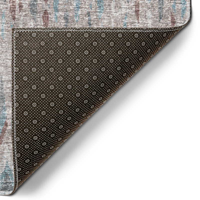 Blue and Beige Flat Woven Chenille Runner Rug