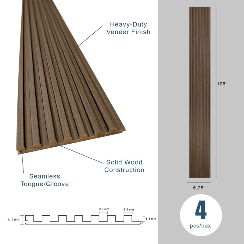 7 panneaux muraux Shiplap de l 5,75 po x L 106 po, Diftwood