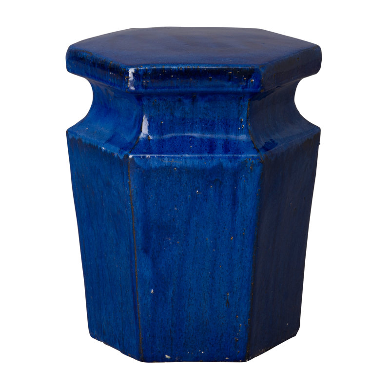 Tabouret de jardin en céramique H 18 po Hex, Bleu