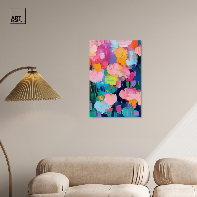 Vibrant Multicolor Abstract Wrapped Canvas Art, 30" x 20"
