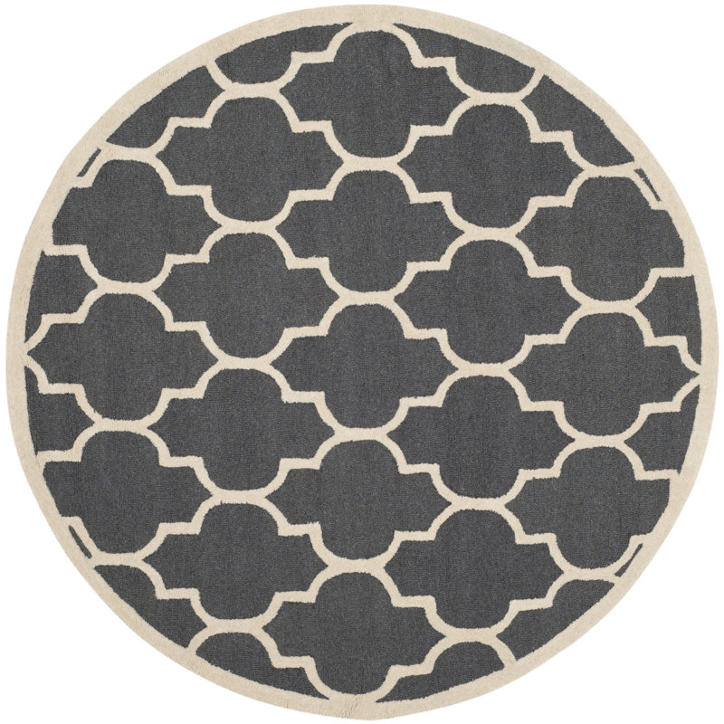 Cannen Hand Tufted Wool Geometric Rug, Round 8'