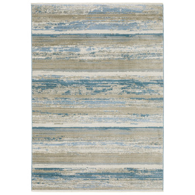 Brice Power-Loom recyclé P.E.T. Tapis rayé bleu / beige
