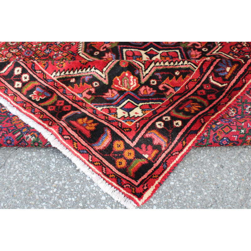 Tapis rose noué à la main noir 5X7