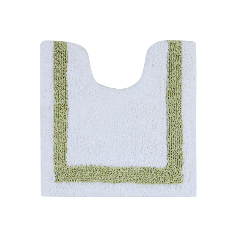 White and Sage Cotton Reversible Bath Rug Set