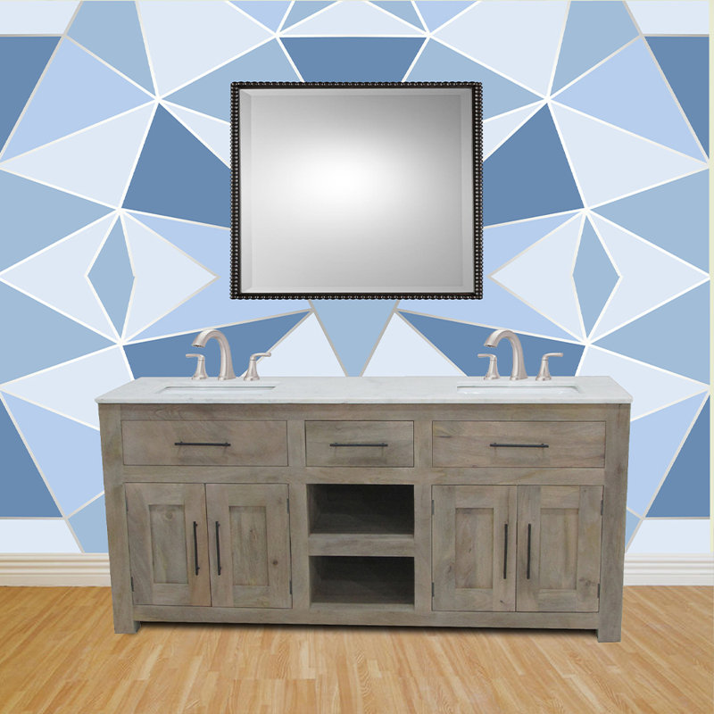 72'' Double Bathroom Vanity with Marble Top