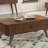 1Pc Storage Cocktail Table Walnut Finish Tambour Doors 2X Shelves Modern Living Room