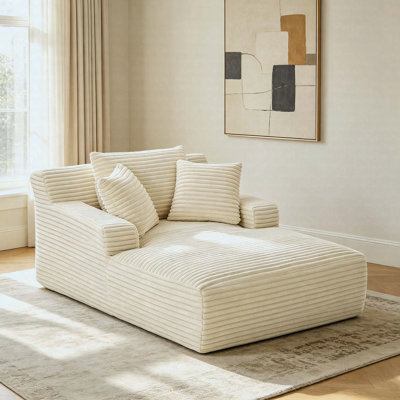 Oversized Chaise Lounge Chair Corduroy Upholstered Modern Sofa Couch Comfy Sleeper Sofa