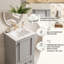 Meuble-lavabo compact compact autoportant en bois massif avec plateau en céramique blanche-133469351