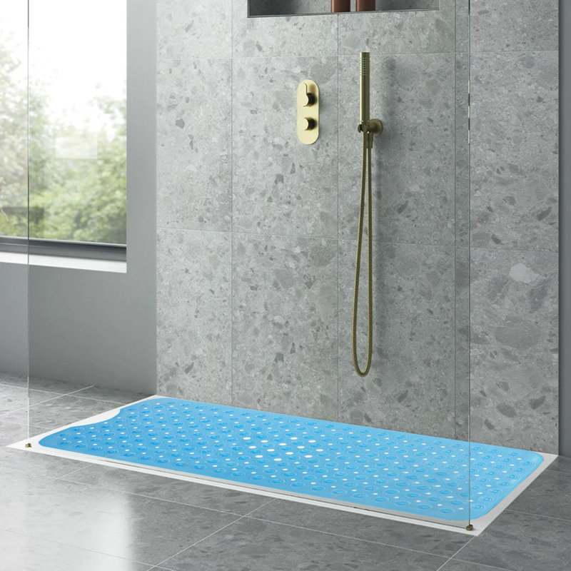 Keesha Plastic / Acrylic Non-Slip Bath Mat, 53cm Width X 53cm Length, Light Blue