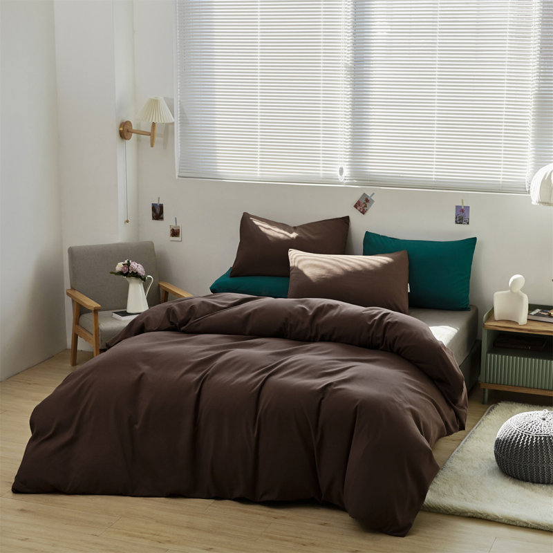 Solid Color Comforter Dark Color 3 PCs Bedding Set Deep Color Bed Comforter Set, Queen Comforter + 2 Standard Pillowcases