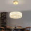 Lustre moderne doré de 40 cm (16 pouces) avec anneau, suspension ronde en cristal pour le salon, la chambre et la salle à manger.