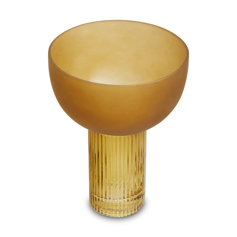 Demekia Glass Table Vase, Ochre, 20cm H x 15cm W x 15cm D