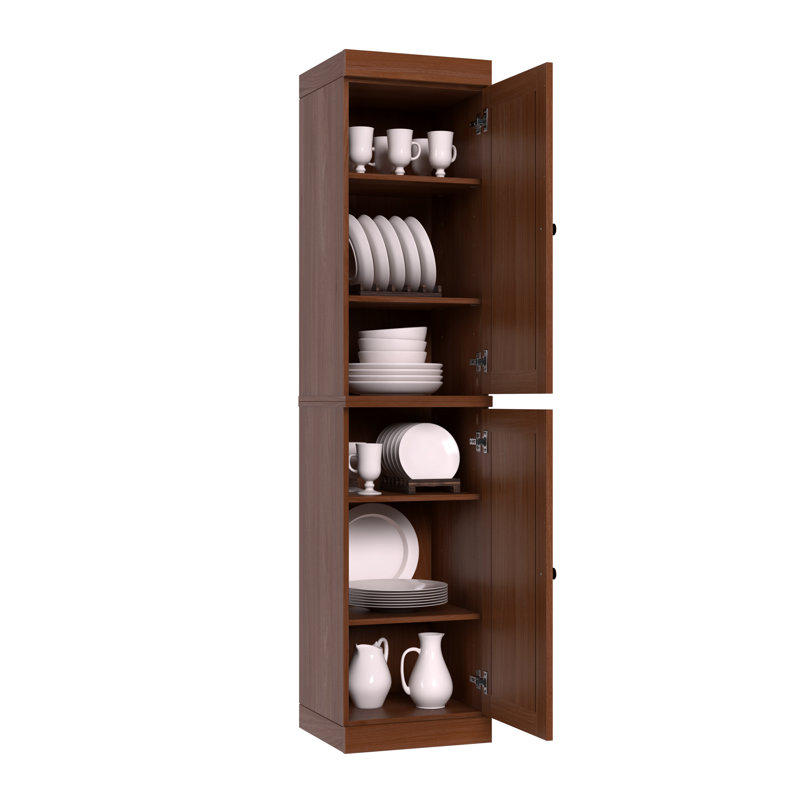 Grande armoire de cuisine étroite 100% en bois massif avec portes Jaylena, tablettes réglables, armoire de rangement modulaire, l 16,5 po x H 71,5 po
