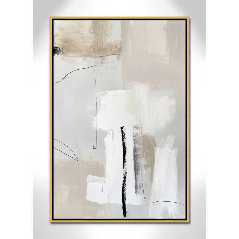 «Neutral Balance II» par Lazar Studio, Framed Canvas, 25.5'' W x 37.5'' H, Gold Floater