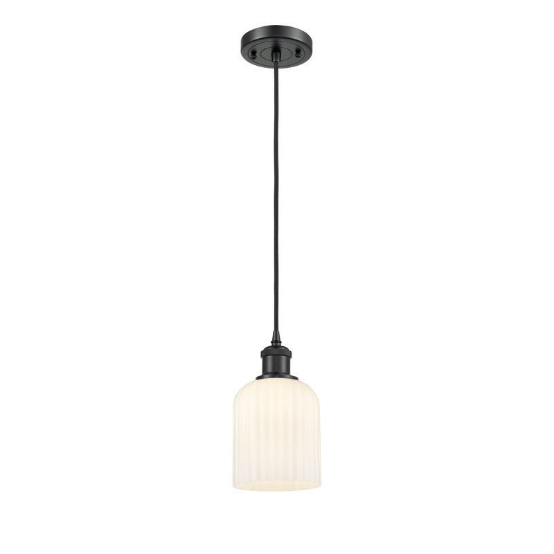 Luminaire suspendu 1 lumière Aalina, Noir mat, Gloss White