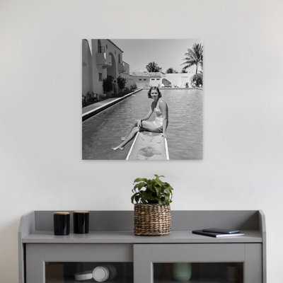 1930s WOMAN ON POOL DIVING BOARD PALM TREE by H. Armstrong Roberts - Wrapped Canvas Print