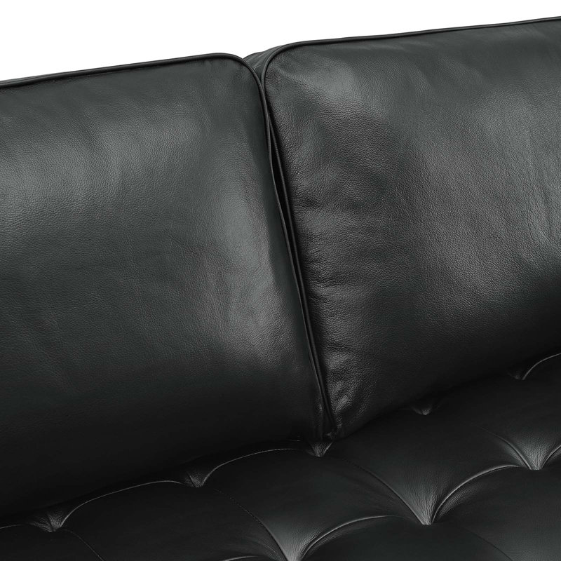 Valour 98" Leather Sectional Sofa, Black Genuine Leather