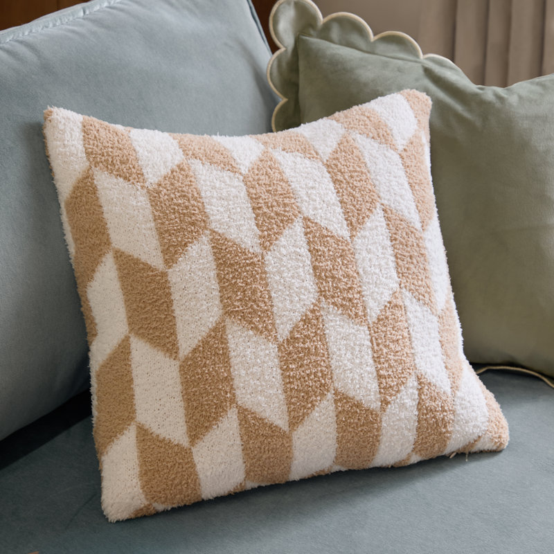 Olsen Geometric Square Cushion, Polyester, Brown/Cream