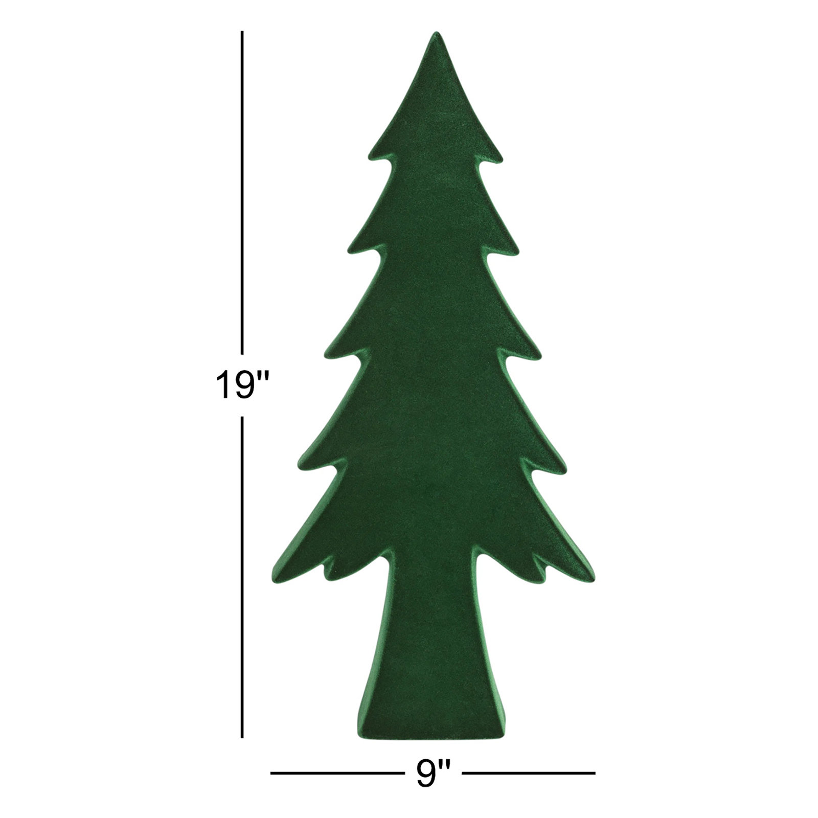 Flocked Tree, 16" H x 7" W x 3" D, Green